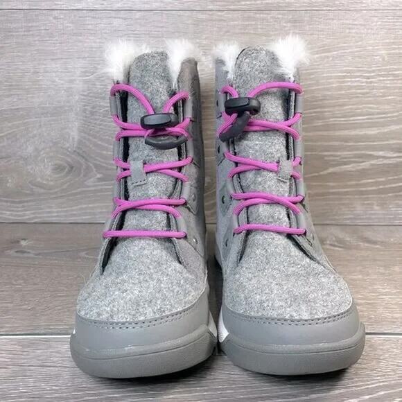 Sorel Youth Whitney II Joan Lace Quarry Suede Little Girl Sz 2 Winter Boots - Picture 2 of 4